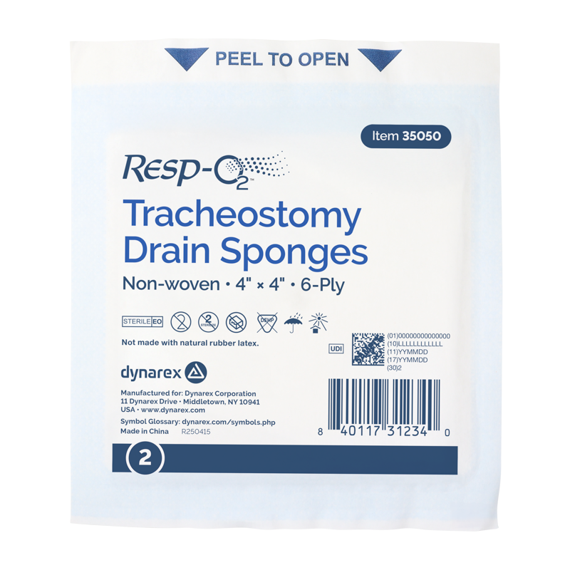 Dynarex Tracheostomy Drain Sponges, Non-Woven