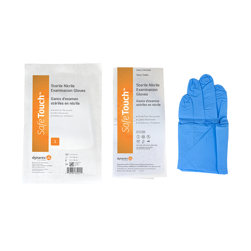 Dynarex Nitrile Sterile Exam Gloves, Singles