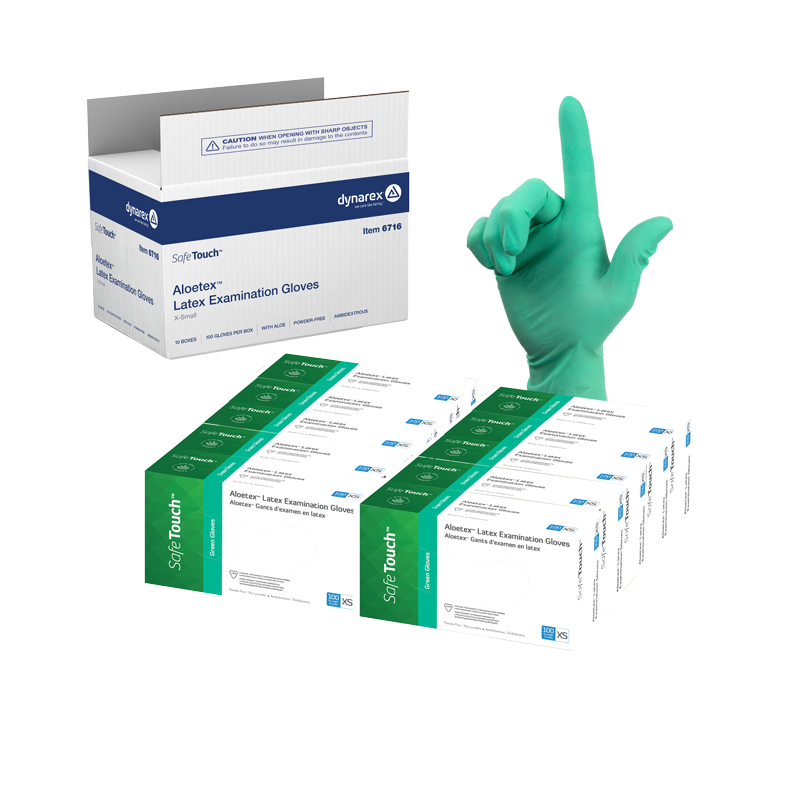 Dynarex AloeTex Latex Gloves w/ Aloe